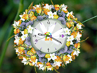 download 7art White Flower Clock Screensaver